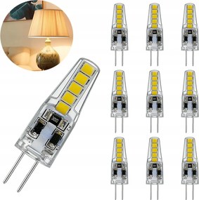 10x G4 Cob Led izzó 12V DC 6W 600lm 2835 Smd Fehér Meleg