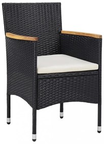 vidaXL 5 részes fekete polyrattan kerti étkezőgarnitúra