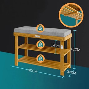 Casaria® Cipőtartó 90x30x48cm - akác