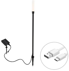 Kültéri állólámpa fekete, újratölthető LED-del és napelemmel - Barry