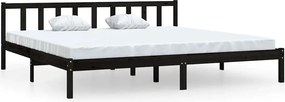 vidaXL fekete tömör fenyőfa ágykeret 200 x 200 cm