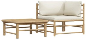 vidaXL 2 részes bambusz kerti bútorszett krémfehér párnákkal