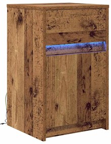 LED Éjjeli Szekrény fiókkal Régi fa 38 x 34 x 61 cm Faanyag