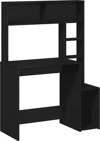 vidaXL fekete szerelt fa íróasztal polcokkal 100x45x140 cm