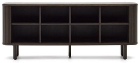 Sötétbarna alacsony komód tolóajtóval, kőrisfa dekorral 180x75 cm Mailen – Kave Home