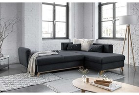 Scandic Lagom L sötétszürke kinyitható kanapé, jobb oldalas - Miuform