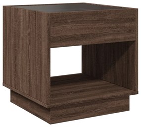 barna tölgy végtelen hatású LED-es dohányzóasztal 50x50x50 cm