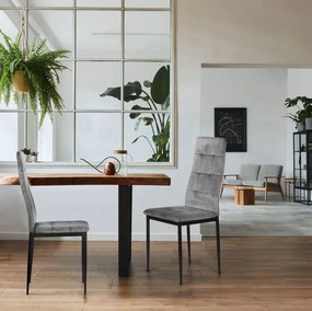 Szürke steppelt bársonyszék szett 4 db