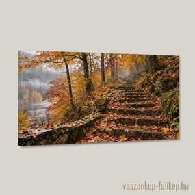 Őszi lépcsősor vászonkép – részletgazdag 40x23 cm