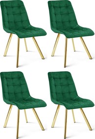 Étkezőszék CIEZA VELVET arany lábakkal, zöld