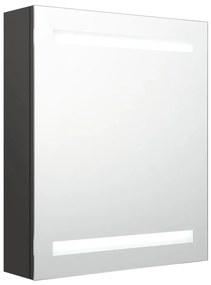antracitszürke LED-es tükrös fürdőszobaszekrény 50 x 14 x 60 cm