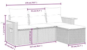 4 részes bézs polyrattan kerti ülőgarnitúra párnákkal