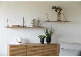 Chiba fali polc, kőris furnér, fekete acél keret 80x29 cm