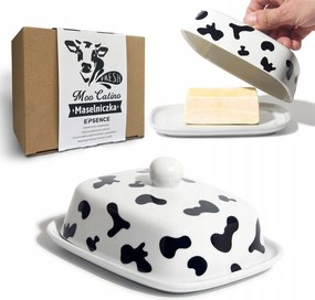 Foltos Fehér Vajtartó Kerámia Vajtartó Fedővel Vajtartó