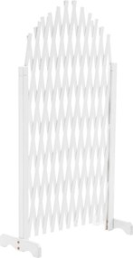 Rácsos térelválasztó panel, fehér/fa, 250 cm, KEJLY