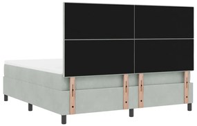 Boxspring Ágy Matracot tartalmazó Világosszürke Szuper King Bársonyos