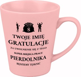 Latte Bögre Matt Rózsaszín 300ml Vicces Ajándék Kütyü Munkavégzés Vége Név