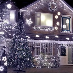 12,5 m-es, 450 LED-es jégcsap fényfüzér beltéri és kültéri használatra, hosszabbítható, hideg fehér, 8 világítási móddal