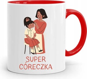 Piros Bögre Ajándék Lányának Szuper Kislány Nyomtatott Fényképpel