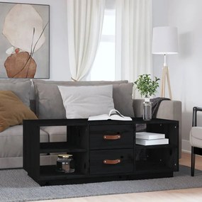 Fekete tömör fenyőfa dohányzóasztal 100 x 50 x 41 cm
