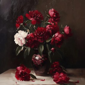 Vászonkép Canvas Dekoráció Virágok Csokor Váza Peonie Bazsarózsa 80x80