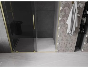 Mexen Velar, tolózuhanyajtó 160 cm-es nyitáshoz, 8 mm-es szürke üveg, arany matt, 871-160-000-41-55