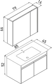 Side mosdószekrény, 85 cm – TR785PNC1745