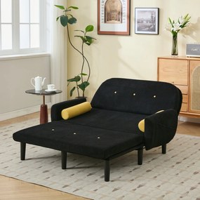Kétszemélyes kanapé Összecsukható kanapé sezlon tároló kordbársony nadrág fekete
