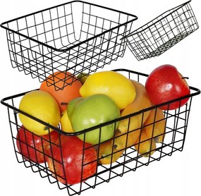 Kosár rendszerező fém drót loft konyha gyümölcs fekete nagy