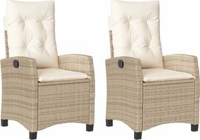 vidaXL 2 db bézs polyrattan dönthető kerti szék párnákkal
