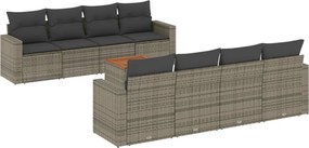 vidaXL 9 részes szürke polyrattan kerti ülőgarnitúra párnákkal