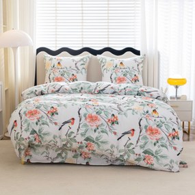 Mikroszálas ágyneműhuzat ORANGE FLOWERS fehér Ágyneműhuzat mérete: 2 db 70 x 80 cm | 160 x 200 cm