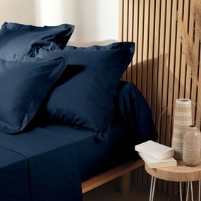 Sötétkék gumis bio pamut lepedő 160x200 cm Biolina – douceur d'intérieur