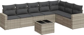 vidaXL 8 részes világosszürke polyrattan kerti ülőgarnitúra párnával