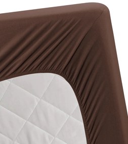 Lepedő Jersey sötétbarna TiaHome - 200x200cm