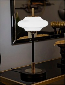 Fehér-fekete asztali lámpa üveg búrával (magasság 46 cm) Vintage – Mauro Ferretti