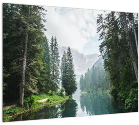 Kép az erdei tóról (üvegen) (70x50 cm)
