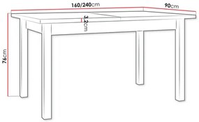 Széthúzható étkezőasztal Wodonas 90 x 160 240 II XL (fehér)  (6-10 fő részére). 1105417