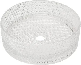 Pultba süllyeszthető mosdó SAT Purity 36x36 cm víztiszta csaptelep furat nélkül, túlfolyó nélkül SATGLA3636T