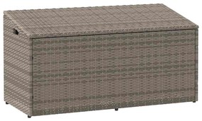 szürke polyrattan kerti tárolóláda 110x50x58 cm