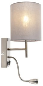 Modern fali lámpa acélból szürke pamut búrával - Stacca