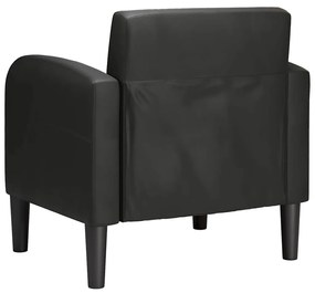fekete műbőr kanapé szék karfával 54 cm