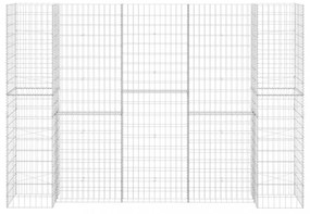 H alakú acéldrót virágtartó gabion 260 x 40 x 180 cm