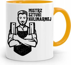 Sárga Bögre Szakácsnak A Kulináris Művészet Mestere fényképes nyomtatással