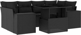 vidaXL 7 részes fekete polyrattan kerti ülőgarnitúra párnával
