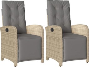 vidaXL 2 db vegyes bézs polyrattan dönthető kerti szék lábtartóval