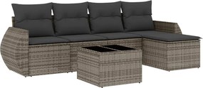 vidaXL 6 részes szürke polyrattan kerti ülőgarnitúra párnákkal