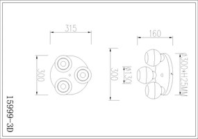 Globo 15999-3D - Mennyezeti lámpa RAGUSA 3xE27/60W/230V Ø 31,5 cm