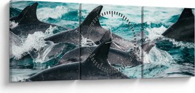 Kép - Delfinek az óceánban (órával) (90x30 cm)