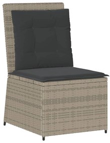 világosszürke polyrattan dönthető kerti kanapé párnákkal